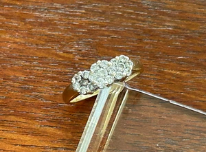 Vintage 14k Yellow Gold .40ctw Diamond Cluster Ring Sz 5.5 - Picture 1 of 9