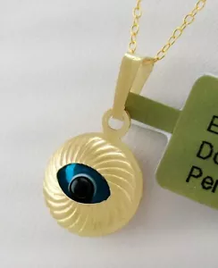 EVIL EYE DOUBLE SIDE PENDANT 14k YELLOW GOLD - BRAND NEW WITH TAG - Picture 1 of 3