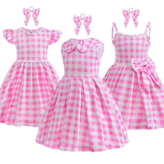 7 Pack Niñas Niños Adultos Barbie Disfraz Vestido Traje con Peluca Rosa  Party Movie Cosplay Halloween Disfraz Barbie Vestidos con accesorios