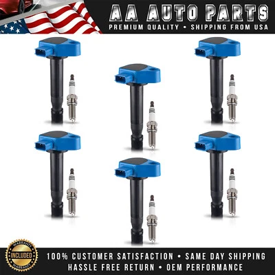 6 Ignition Coils Blue & 6 Platinum Spark Plugs for Honda Accord 2000-2002 3.0L - Image 1 of 4