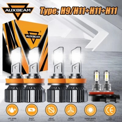 For Nissan Sentra 2013-2023 AUXBEAM LED Headlight Hi/Low+Fog Bulbs Combo Canbus - Image 1 of 4