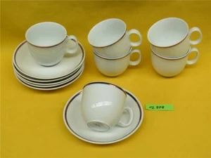 6 x cp Weisswasser Kaffeegedeck Kaffeetasse & Unterteller metallisierender Rand - Bild 1 von 7