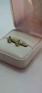 14K Solid Yellow Gold 2 Round Peridot gemstone stud earrings J4318-19-OY Minty - Picture 1 of 8