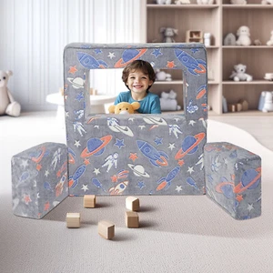 Uimoso Modular Kids Play Couch 4Pcs DIY Glow in the Dark Toddler Chair Grey - Picture 1 of 12