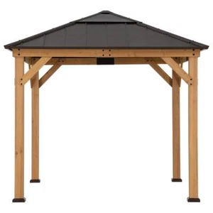 Outdoor Patio, Cedar Framed Gazebo with Steel & Polycarbonate Hip Roof Hardtop - Picture 1 of 11