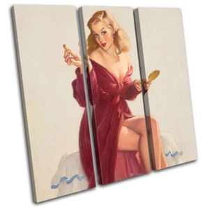 Vintage Girl Poster Sexy Retro Pin-ups TREBLE CANVAS WALL ART Picture Print - Picture 1 of 1