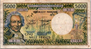 French Pacific Territories 5,000 Francs 1985 Banknote Pick# 28d - Picture 1 of 3