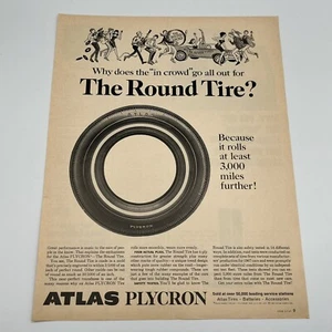 1967 Atlas Plycron Tires Vintage Print Ad 13x10" The round tire the in crowd - Picture 1 of 1
