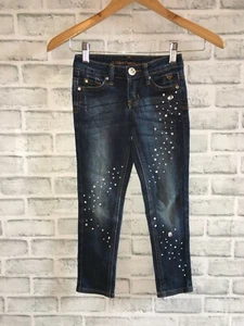JUSTICE GIRLS 6 KIDS EMBELLISHED JEANS DISTRESSED JEWELS SIMPLY LOW GUC SPARKLE - Picture 1 of 3