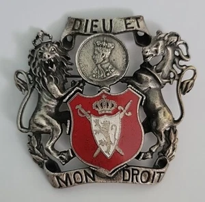 Britische Dieu Et Mon Droit Wappen König Charles X Krönung Brosche Anstecknadel - Bild 1 von 7