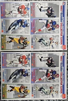 1993 McDonalds Limited Edition NFL GameDay Collector Cards 10 Uncut Sheets - Image 1 of 4