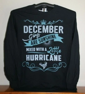 DEZEMBER Mädchen ARE SUNSHINE MIXED WITH A Little HURRICANE T-Shirt, Medium, schwarz - Bild 1 von 4