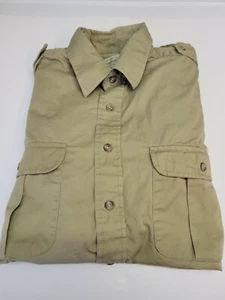 St John's Bay XL Beige/Tan Long Sleeve Shirt Double Pockets Size Medium - Picture 1 of 5