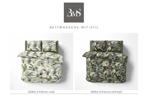 Mako Satin Bettwäsche Blätter  und Palmen  verschiedene Farben und Größen - Bild 1 von 12