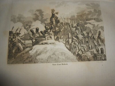 1836 STEEL ENGRAVING PRISE D’UNE REDOUTE SMALL FORTIFICATION NAPOLEONIC WAR  - Image 1 of 2