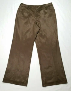 Talbots Women Petite Size 14 Straight Pants Brown Silk Blend Stretch High Rise - Picture 1 of 8
