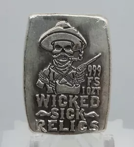 Wicked Sick Relics Bandido Mexican Gunslinger Bandit 1oz .999 Poured Silver Bar - Picture 1 of 3