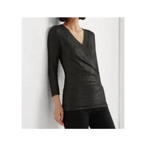 Lauren Ralph Lauren Damen Metallic Jersey Surplice Top, Medium Neu mit Etikett - Bild 1 von 1