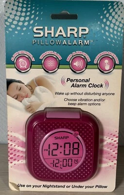 NEW PINK Sharp Alarm Clock Pillow Alarm Digital Personal Vibration Beep SPC562i - Image 1 of 2
