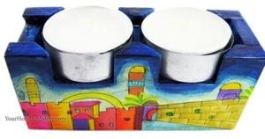 Jerusalem Travel Candlesticks - Shabbat - Holiday - Kiddush - Jewish Gift - Picture 1 of 5