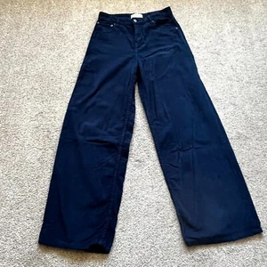 Motelrocks Roomy Extra Wide Leg Jeans Womens 28 X 32 Navy Blue Corduroy Low Rise - Picture 1 of 12