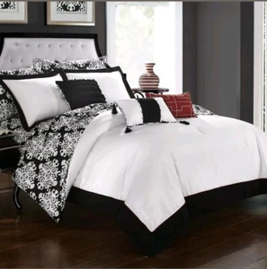 💥New Queen Size Chic Home Tania Comforter Set BLACK - Picture 1 of 4