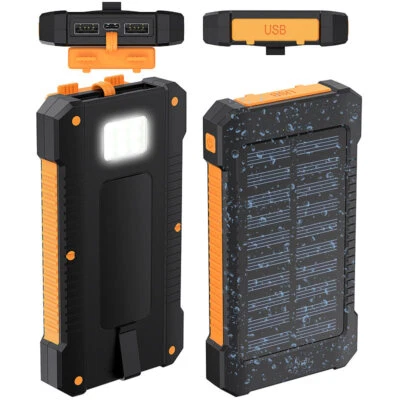 revolt Solar-Powerbank, 8.000 mAh, 2x USB 2A, Typ-C-Input, IP65, LED-Lampe - Bild 1 von 4