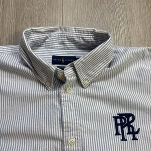 Camisa RRL Grande Para Mujer Manga Larga Camisa De Gran Tamaño Rayas Azul Blanco Verano - Imagen 1 de 7
