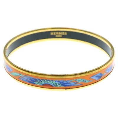 Brazalete Brazalete HERMES Esmalte Patrón Pluma PM Dorado Naranja Usado 13ac9 Foto 1 de 4