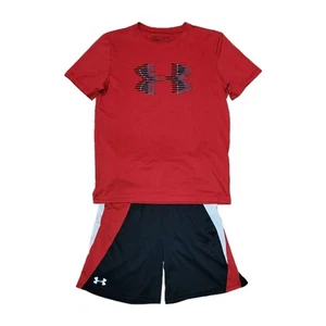 Under Armour Youth Large Red/Black Athletic Shorts & T-shirt Activewear Set - Picture 1 of 11