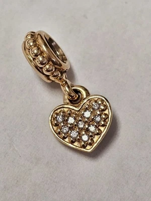 Pandora Oro 14k y Diamante Pavé Brillante Corazón Cuelga Usado Foto 1 de 4