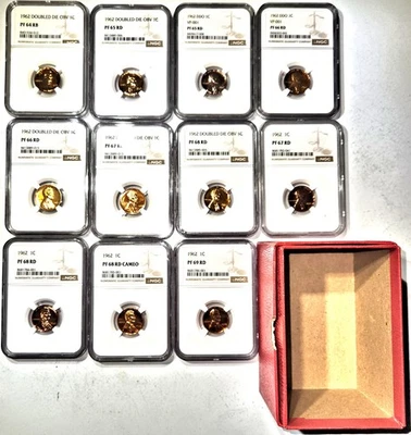 Lincoln Cent 11-Coin Proof Set - NGC Certified - 1962 - PF 64 to PF 69 - Image 1 of 4