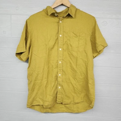 Hemp Clothing Australia Yellow Hemp Blend Short Sleeve Buttonup Shirt Size M - Image 1 of 4