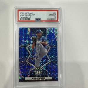 Max Scherzer 2022 Panini Mosaic Baseball Blue Camo Prizm #99 Color Match Mets - Picture 1 of 2