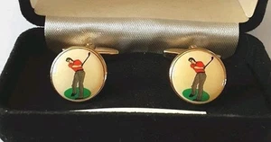 Burton Menswear Golf Golfer 22 Karat vergoldet Manschettenknöpfe verpackt 1,5 cm breit - Bild 1 von 3
