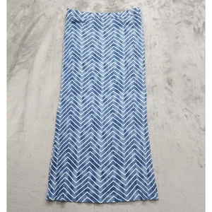 Renee C. Skirt Womens L Blue Chevron Zig Zag Pull On Side Slit Rayon Beach Airy - Picture 1 of 7