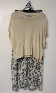 Cece 2 Piece Outfit With Belt Top and Pants Blue Ivory Green Size XL - Picture 1 of 12