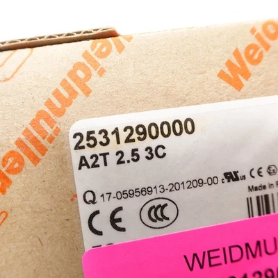 Weidmüller A2T 2.5 3C Terminal Block 2531290000 600V 20A Gray Box of 50 - Image 1 of 3