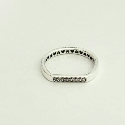 Anel Pandora prata esterlina 925 barra cintilante transparente CZ tamanho 7 - Imagem 1 de 4
