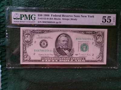 1988 $50 FRN New York Fr#2123-B PMG 55 EPQ S/N B 66786054 A "Brady" - Image 1 of 4