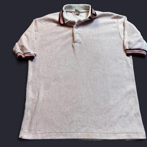 Vintage rosa Frottee Polo Preppy Freizeit Shirt Gr. Medium LESEN - Bild 1 von 4