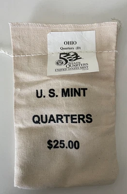 2002-D U.S. Mint Ohio Statehood Quarters $25 Coin Bag-SEALED!-(bin3067Y) - Image 1 of 2