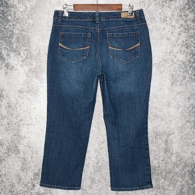 Code Blue Soleil womens cropped jeans size 10 stretch blue dark wash mid rise - Image 1 of 4