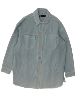 Chaqueta utilitaria de gran tamaño para mujer ZARA UK 16 grande azul algodón BD06 Foto 1 de 3