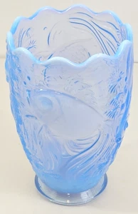 Vintage J Inwald Barolac Czech/Bohemian Translucent Blue Glass Vase Koi Fish - Picture 1 of 9