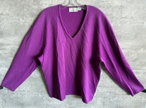 Vintage 1990s St. Croix Knits Dick Bruhn Purple Wool V-Neck Knit Sweater Size L - Bild 1 von 7
