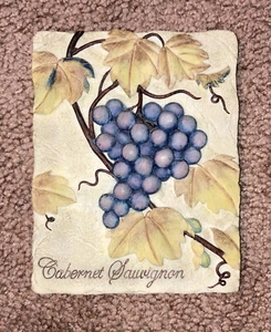 Cabernet Sauvignon 3D Resin Wall Plaque Grapes Engraved Carved Winery Acanthus - Picture 1 of 4