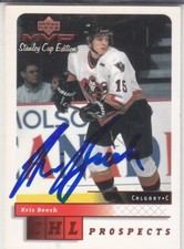 Kris Beech Autograph 99-00 SCE Hitmen Card Penguins - HV71 - Capitals