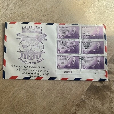 1936 Lakehurst Hindenburg 1st Flight Cover Signed - Image 1 of 4