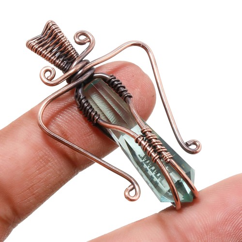 VETEMENTS Ciondolo pietra preziosa topazio blu svizzero fatto a mano regalo filo rame gioielli 2 1" t5